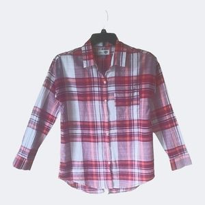 Old Navy Boyfriend long-sleeve, button-down Madras plaid shirt, size XS